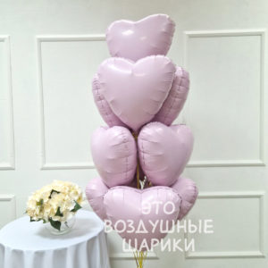 Фонтан из 10 розовых сердец