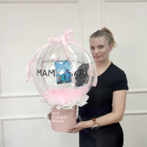 Шар Бокс с фото для мамы в розовом цвете