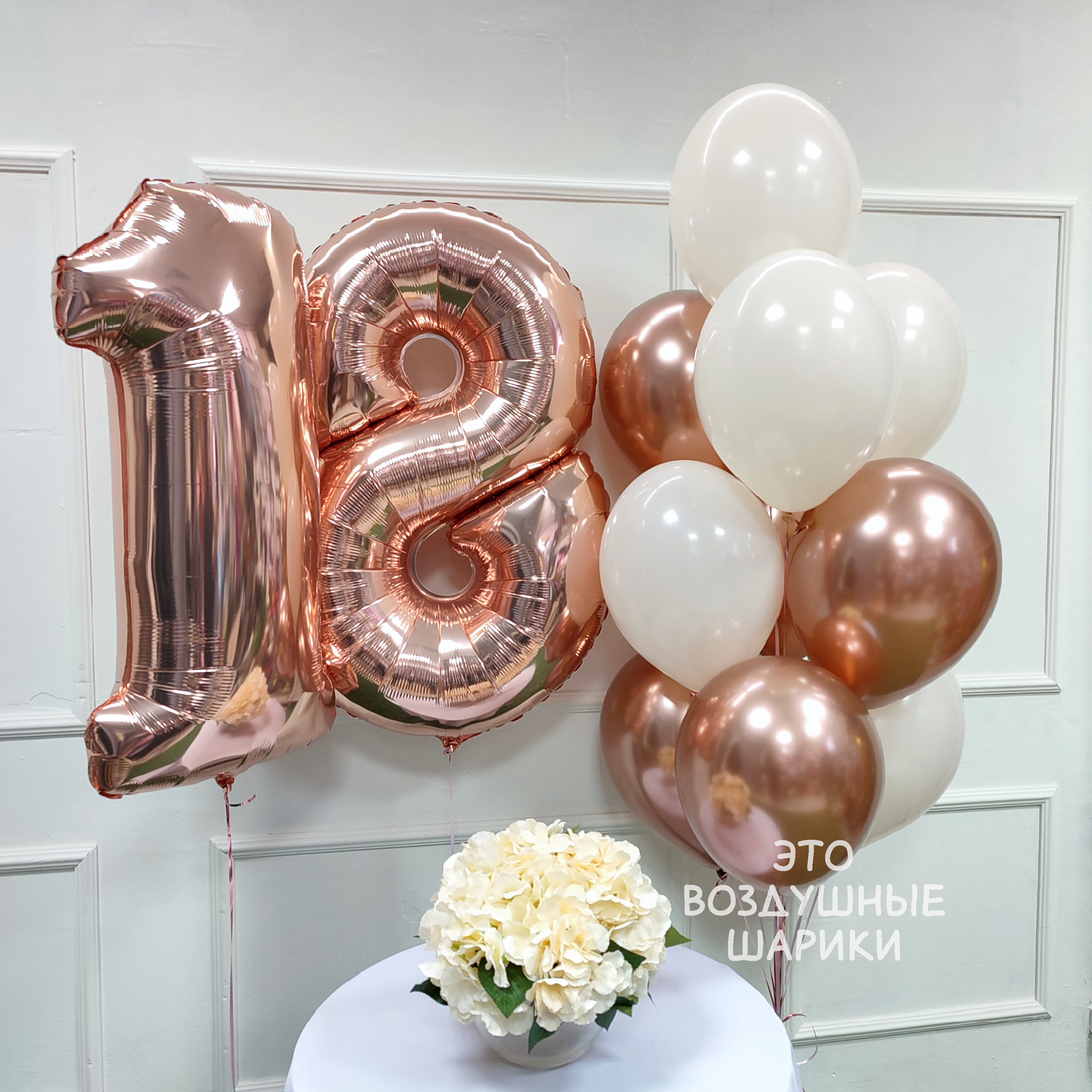 Шары для девушки на 18 лет в цвет розовом золотое — изображение 2