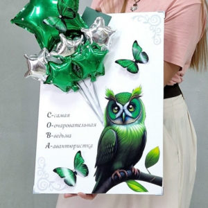 Большая открытка из шаров с совой