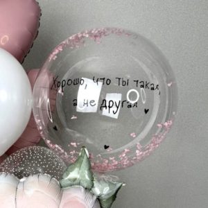 Баблс 45 см с гортензией — прозрачный воздушный шар в Перми