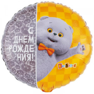 Шар (18"/45 см) Круг ДР Кот Басик