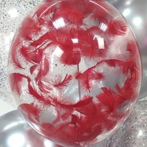 Шар 30 см с перьями красный
