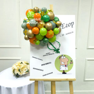 Открытка 70*50 см из шаров для стоматолога