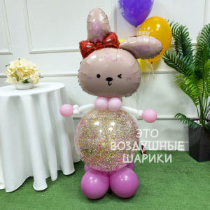 Фигурка из шаров зайка с бантиком