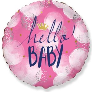 Шар Круг Hello baby розовый