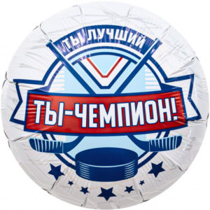 Шар (18"/46 см) Круг Хоккей Ты Чемпион! AGURA