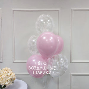Фонтан шаров розовых с перьями
