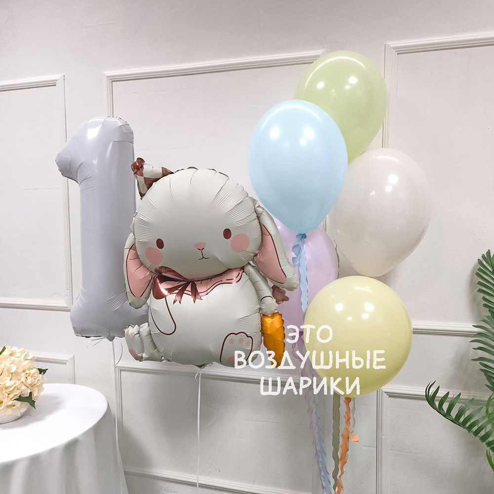 Шары на годик для девочки с зайчиком — изображение 3